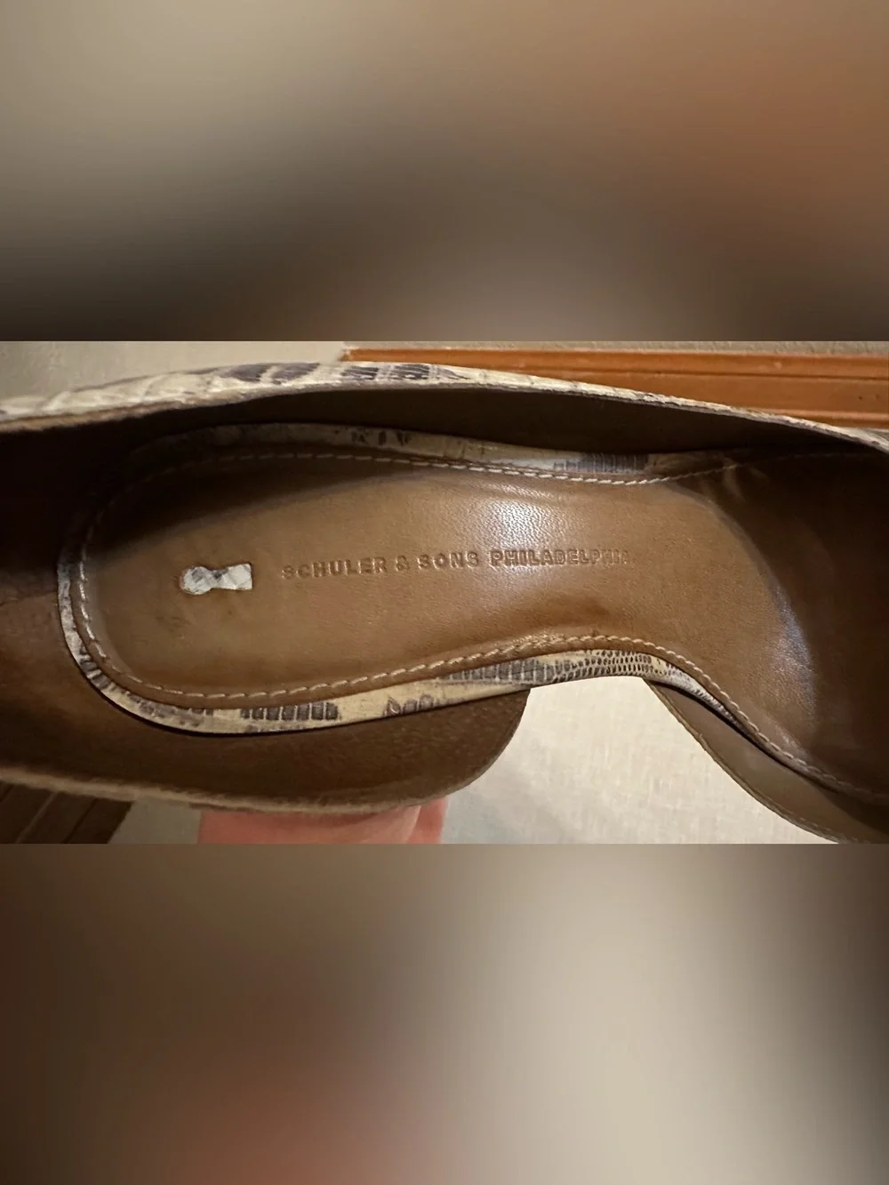 Anthropologie Schuler & Sons Wedge Heels 9.5 Lizard Print Cutout Pumps